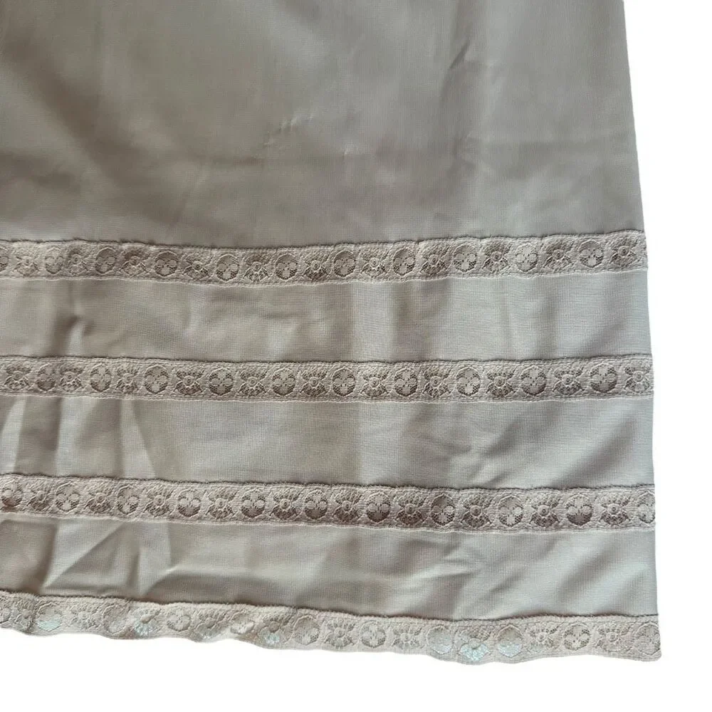 Vintage Elegant Gossard Artemis Nude Nylon Nightgown Slip Lace Size 36 Small 60s